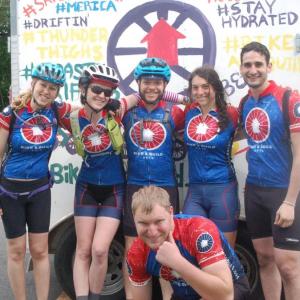 The early arriving cyclists at the Harbor Methodist Church. From left, Lisa Gardner, Chelsea Richardson, Daniel Sobien, Rachel Godwin, Brandon Kase, and, in front, Chris Carr.
ART MAYERS/Boothbay Register