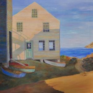 Hati Modr’s “Morning Fish Beach, Monhegan” is one of the artist’s works on exhibit at Savory Maine through July 25. Courtesy of Grace Goldberg Hati Modr “Morning Fish Beach, Monhegan”