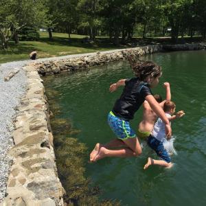 These kids were taking advantage of the relatively warm water at Barrett’s Park on June 1. SUZI THAYER/Boothbay Register
