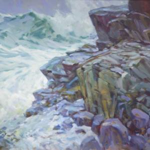 Don Stone’s 30” x 36” “Pounding Seas,” at Lupine Gallery. Don Stone “Pounding Seas”