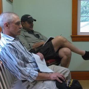 Scott Campbell, left, regional emergency management director, and Mike Ciccarelli, Southport’s emergency management director, update Southport selectmen. JANE CARPENTER/Boothbay Register