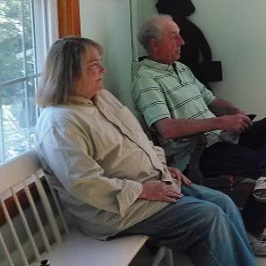 Cindy and Jon Smith ask selectmen for help with speeding traffic. JANE CARPENTER/Boothbay Register