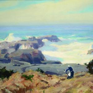 Twentieth century artists included in the upcoming show at Wiscasset Bay Gallery includes Jay Hall Connaway. Above is his “Summer Seas, Monhegan,” oil on board, 24” x 36.” Courtesy of the gallery Jay Hall Connaway “Summer Seas””
