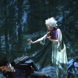 Helena Farhi plays an unforgettable, spritely Ariel, here casting a spell upon Alonso, played by Vincent Hannam, in Heartwood's "The Tempest," running July 20-23 in the Poe Theater. Heartwood’s The Tempest July 2016