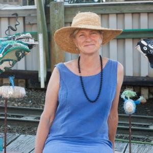 Nautical artist Cindy Pease Roe’s handmade whale sculpture of re-purposed lobster rope and marine debris. Roe is leading a workshop on this art form at Ocean Point Marina on July 23. www.upsculpt.com. Courtesy of Catherine Walton