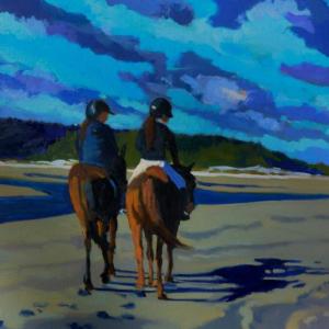 Susan Zimmerman’s “Winter Ride, Popham Beach,” is one of her works in a show opening July 24 at the Damariscotta River Grill. In addition to Zimmerman, the show includes works by Kimberly Skillin Traina and Susan Tilton Pecora.