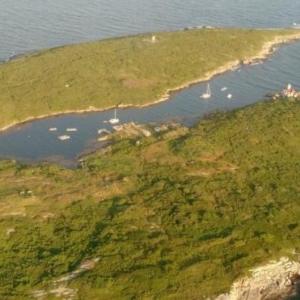 Aerial view of Boothbay Region Land Trust’s Damariscove Island, taken by Ben Leoni.