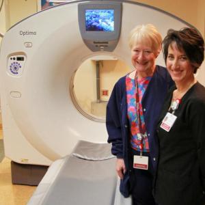 LincolnHealth’s new “64-slice” computed tomography scanner means patients can get the same high quality scans at their community hospital as at much larger hospitals. The new machine also means patients receive significantly less radiation. Pictured with the scanner are LincolnHealth Diagnostic Imaging Director Lana Brandt, left, and CT Scanner Technologist Pam Hepburn. Courtesy of LincolnHealth