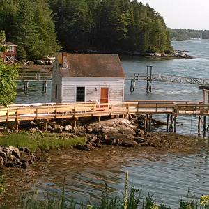 Cameron’s Point boathouse owned by Diane Blasco. JANE CARPENTER/Boothbay Register