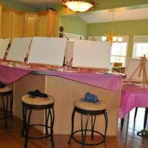 A setup for a paint party. Courtesy of Margaret Salt Mclellan