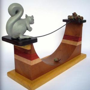 "I think I can! I think I can!" is the name of Cynthia Smith’s Squirrel/Acorn Sculpture, made of apoxy and wood, included in the Sept. show at BRAF. Courtesy of the venue Cynthia Smith sculpture