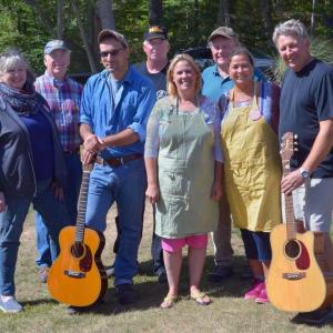 Members of the Boothbay Harbor Republican Committee hosting the cookout and the musicians, from left, Elise Roberts, John Hochstein, Gabe Tonon (guitarist), Linc Sample, Rep. Stephanie Hawke, Bill Coll, Lisa Orne-Hallinan and Noel Arrington (guitarist). Courtesy of John Bertolet