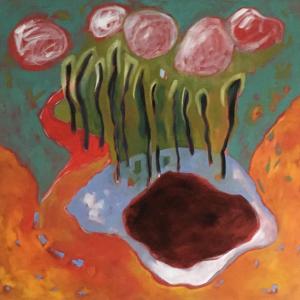 Alna artist Kate Nordstrom exhibits “The Pond” (above) and other recent imaginative landscape paintings at Midcoast Conservancy during the Wiscasset Art Walk. Courtesy of Lucia Droby