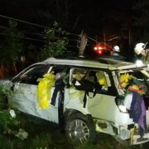 Crews work at the scene of the late Sept. 3 crash on River Road. Courtesy of Edgecomb Assistant Fire Chief John Potter
