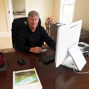 David Stapp, inventor of the first biomass fueled engine, the Peregrine Turbine, at work in his new digs in Wiscasset. SUZI THAYER/Boothbay Register