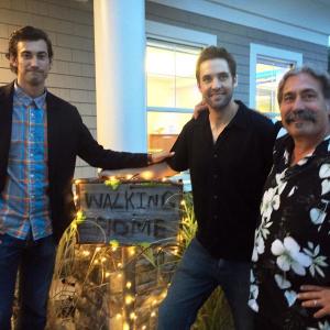 Karl Berger, left, Ryan Leighton and Steve Berger at the opening night of “Walking Home” in Boothbay Harbor. SUZI THAYER/Boothbay Register