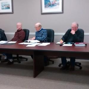 The Boothbay Harbor Planning Board listens to Knickerbocker Group’s Randy Smith regarding the Romar project. MORGAN CALLAN ROGERS/Boothbay Regiser