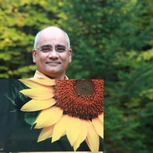 Dr. Rifat Zaidi with a photo of a sunflower that will be on display at the Miles Campus of LincolnHealth from Nov. 26 through Christmas. The photographs are printed on aluminum, a much more durable medium than paper prints. All funds from sale of the photographs will go toward building a school for girls in a deeply impoverished area in Pakistan. Courtesy photo