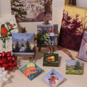A sample of the artwork for sale in “The Little Holiday Show” at the Kefauver Studio & Gallery in Damariscotta. Courtesy of Amy Kefauver