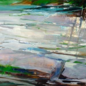 Abstract water and reflection painting by Lina Burley. Courtesy of Kim Traina Lina Burley