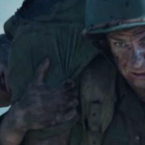 Conscientious objector Desmond T. Doss (Andrew Garfield) saving one of his fellow soldiers during World War II in Mel Gibson’s “Hacksaw Ridge” playing this week at the Lincoln Theater. Scene from Hacksaw Ridge
