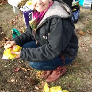 Interact Club advisor Ingrid Merrill helps plant tulip bulbs. MORGAN CALLAN ROGERS/Boothbay Register