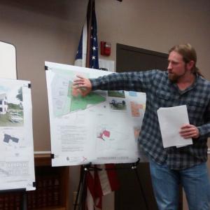 Knickerbocker Architectural Designer Brent James describes the set-up of a new building to be built on the McKown property, next to the yacht club on Western Avenue. MORGAN CALLAN ROGERS/Boothbay Register