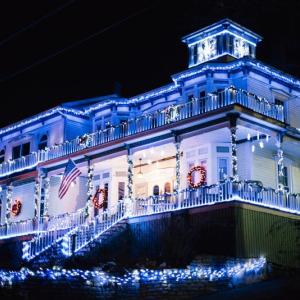 Captain Sawyer’s B & B on Commercial Street is in the running for the Gardens Aglow Lighting Contest. Courtesy of Cody Barry