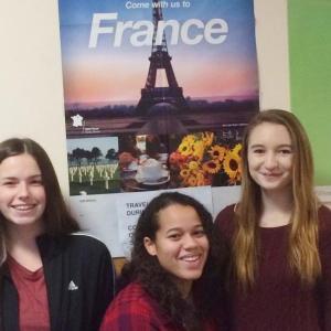 Three of the BRHS students traveling to France in April, from left, Kylie Michael, ReAnna Heino and Sierra Murray. Courtesy photo