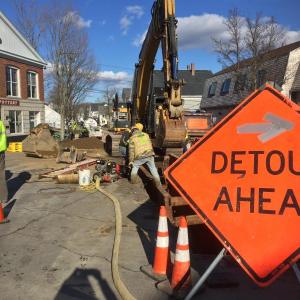 Part of Townsend Avenue is blocked due to sewer repair. The project is expected to take about a week. SUZI THAYER/Boothbay Register