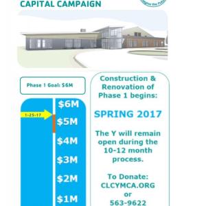 Updated information on the CLC Y capital campaign fundraising. Courtesy graphic