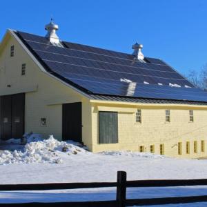 The solar array of 136 panels cover the Wavus Barn roof. Courtesy photo