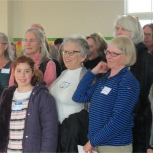 Two young members of the Pratt family join Midcoast Voices for Democracy in Brunswick. Courtesy photo