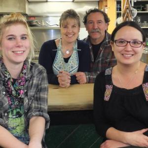 The Alna General Store’s new owners Jane and Ken Solorzano, in the background, and employees Darci Day, left, and Dahlia Solorzano. LISA KRISTOFF/Boothbay Register
