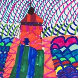 Shapes and colors highlight BRES fourth grader Tyson Barker’s lighthouse drawing. Courtesy of Jessica Nadeau/BRES
