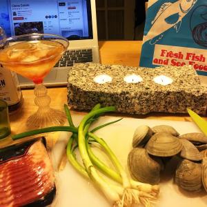 Prepping for clams casino in my kitchen in Edgecomb. SUZI THAYER/Boothbay Register