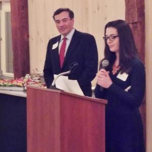 State GOP Chairman Rick Bennett and his daughter, Abby, speak at a recent meeting of the Lincoln County Republicans. Courtesy photo