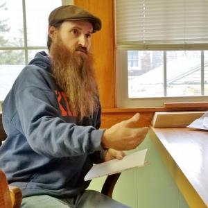 Caregiver consultant Darrell Gudroe talks to Southport selectmen about the laws governing recreational versus medical marijuana. KATRINA RICKERMANN/Boothbay Register