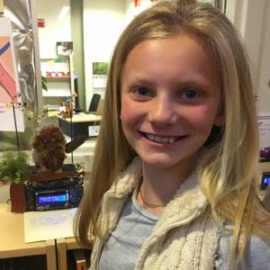 Piper Carleton of Edgecomb Eddy School’s fifth grade presents her owl design at Skidompha. Courtesy photo