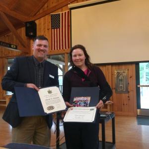 Deputy Director of the Maine Veterans Service, David Richmond, presents Army Veteran Cheryl Tennant from Franklin, Massachusetts with her Certificate of Appreciation. Courtesy photo