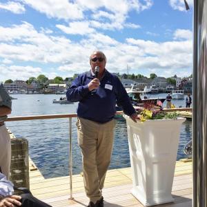 Paul Coulombe thanked his team, who worked hard over the winter to finish by May 27, at the Boothbay Harbor Oceanside Golf Resort. SUZI THAYER/Boothbay Register