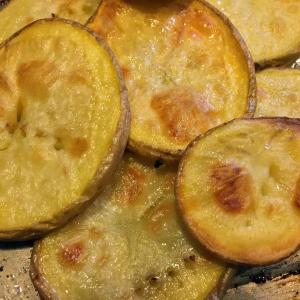 Roasted sliced yellow potatoes — sweeter than their white cousins. SUZI THAYER/Boothbay Register