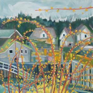 “Harbor Forsythias” by Susan Bartlett Rice. Courtesy of Savory Maine