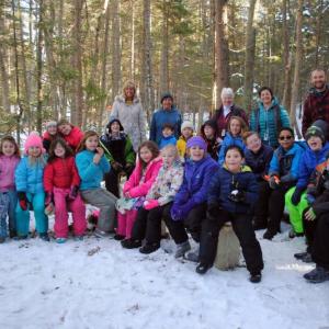Southport Central School kids enjoy the outdoor classroom built by Eagle Scout Noah Sherburne. Courtesy of Noah Sherburne