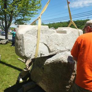 Bill Royall 2017 granite sculpture “Soap Box Racer”