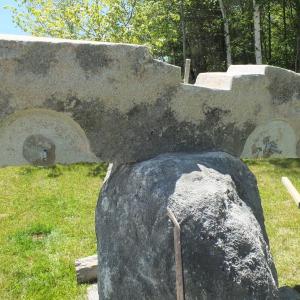 Bill Royall 2017 granite sculpture “Soap Box Racer”