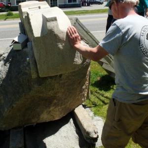 William Royall 2017 granite sculpture “Soap Box Racer”