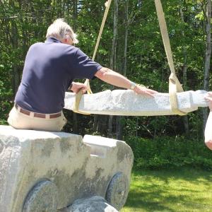 Bill Royall 2017 granite sculpture “Soap Box Racer”