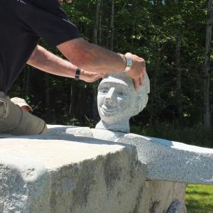 William Royall 2017 granite sculpture “Soap Box Racer”