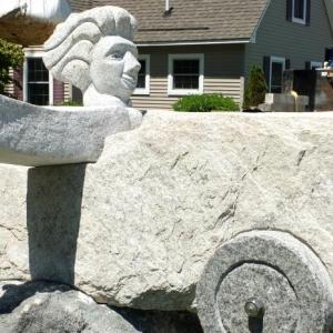 William Royall 2017 granite sculpture “Soap Box Racer”